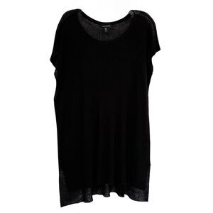 Eileen Fisher Black Linen Sleeveless scoop Neck Sweater Size XS Longline